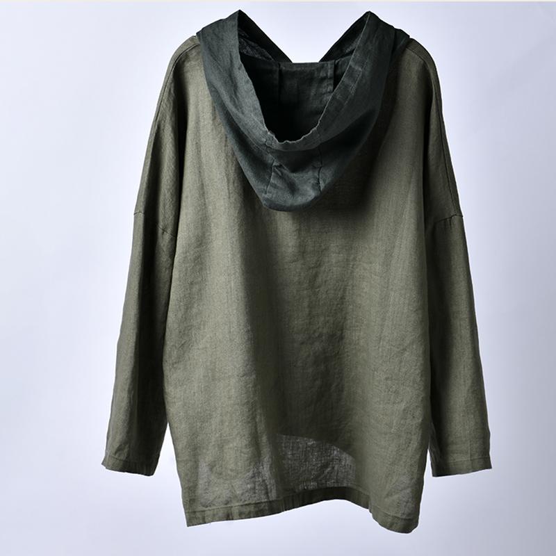 Solid Color Pullover Spliced Thin Hoodie