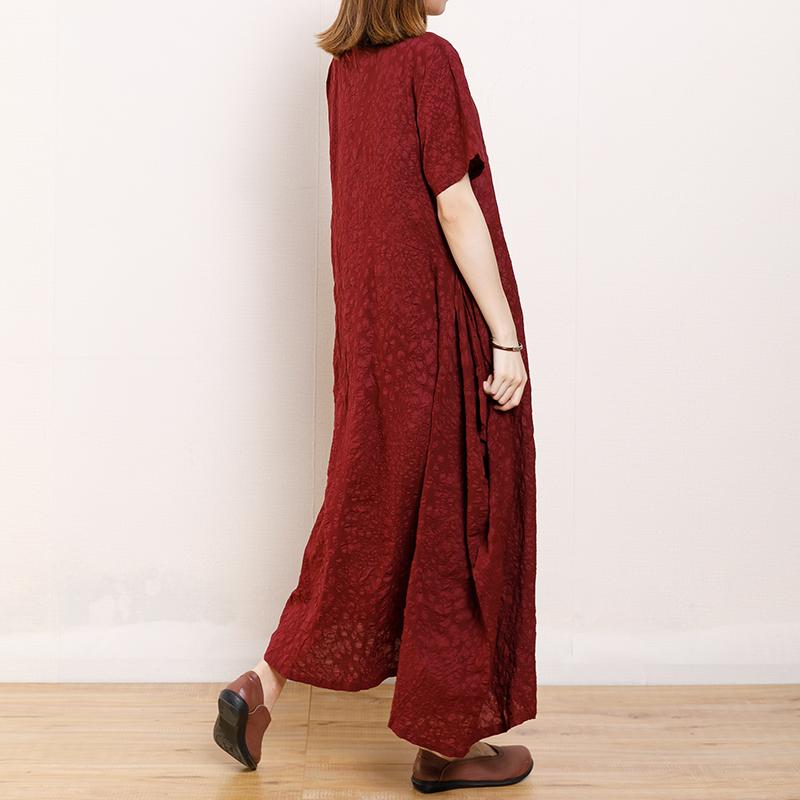 Solid Color Round Neck Short Sleeve Dress