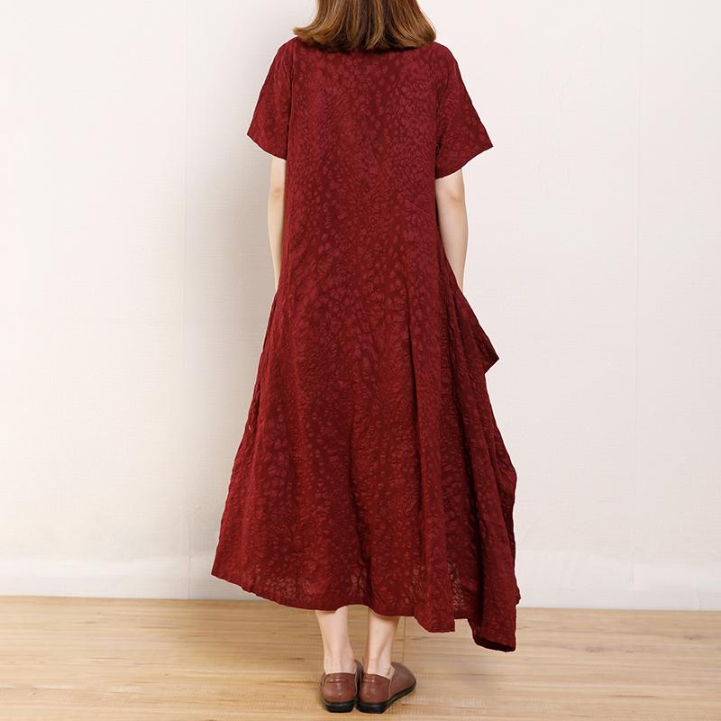 Solid Color Round Neck Short Sleeve Dress