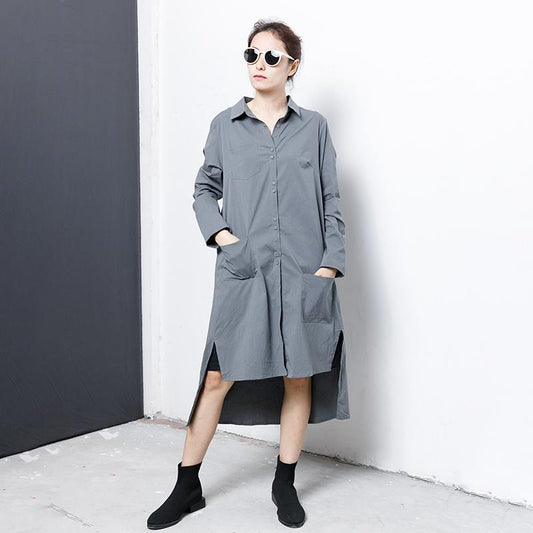 Solid Color Single Breasted Loose Shirt