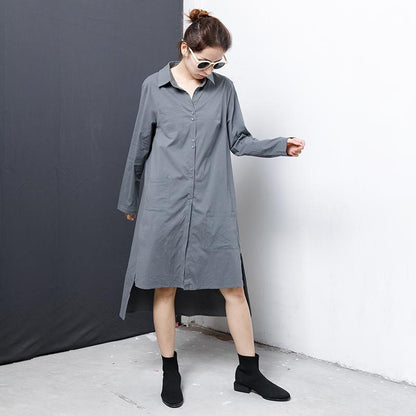 Solid Color Single Breasted Loose Shirt