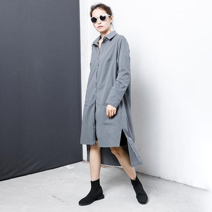 Solid Color Single Breasted Loose Shirt