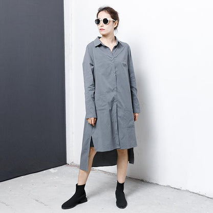 Solid Color Single Breasted Loose Shirt