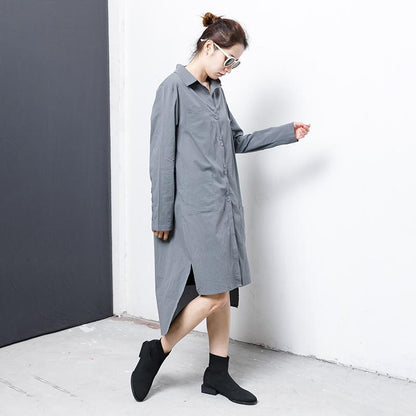 Solid Color Single Breasted Loose Shirt