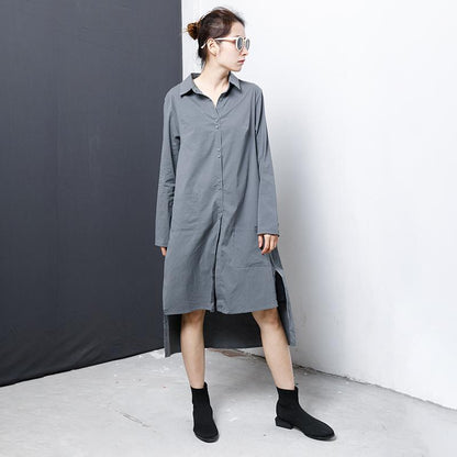Solid Color Single Breasted Loose Shirt