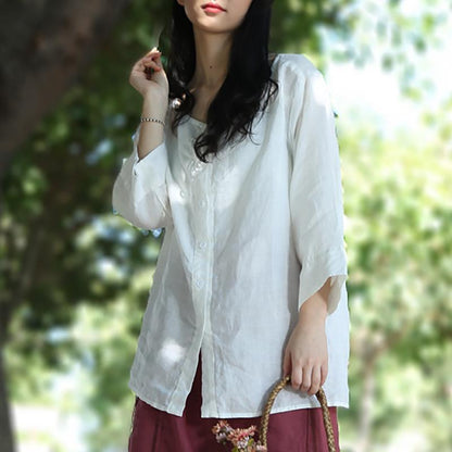 Solid Color Single Breasted Reversible Blouse