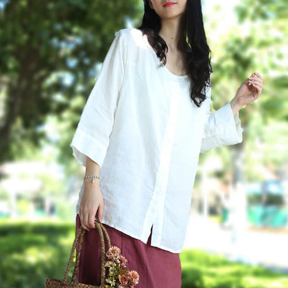 Solid Color Single Breasted Reversible Blouse