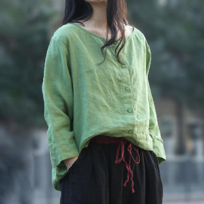 Solid Color Single Breasted Reversible Blouse