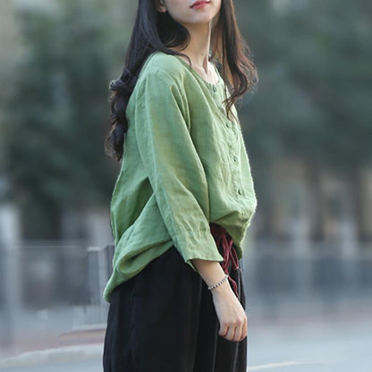 Solid Color Single Breasted Reversible Blouse