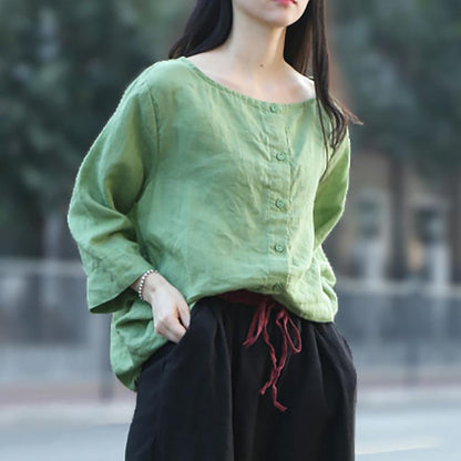 Solid Color Single Breasted Reversible Blouse