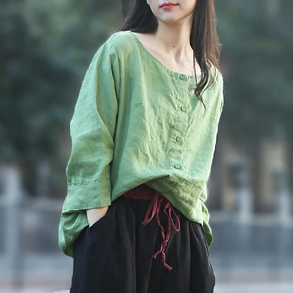 Solid Color Single Breasted Reversible Blouse