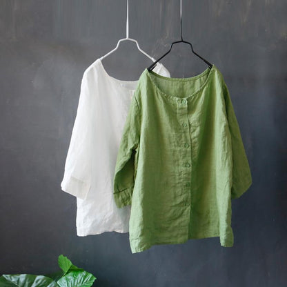Solid Color Single Breasted Reversible Blouse