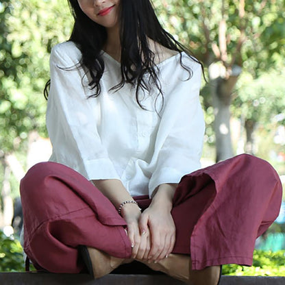 Solid Color Single Breasted Reversible Blouse