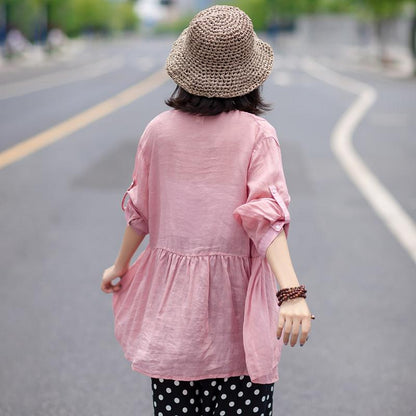 Solid Color Single Breasted Thin Blouse