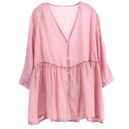 Solid Color Single Breasted Thin Blouse