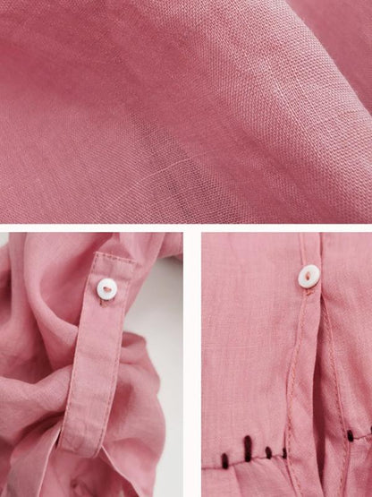 Solid Color Single Breasted Thin Blouse