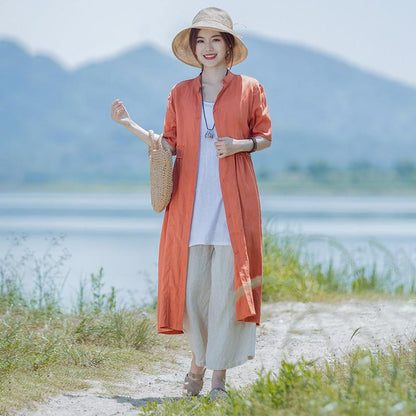 Solid Color Spliced Casual Single Breasted Dress