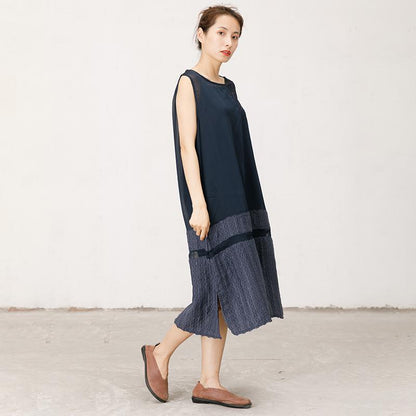 Solid Color Spliced Sleeveless Soft Dress