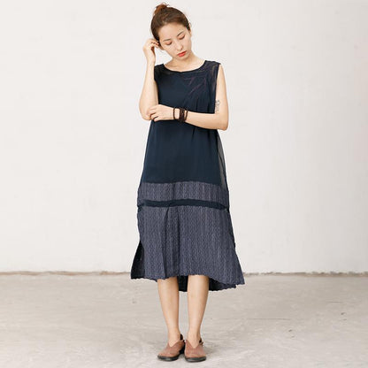 Solid Color Spliced Sleeveless Soft Dress