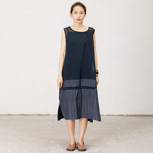 Solid Color Spliced Sleeveless Soft Dress