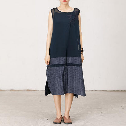 Solid Color Spliced Sleeveless Soft Dress