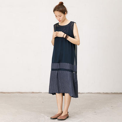 Solid Color Spliced Sleeveless Soft Dress