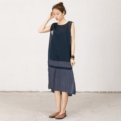 Solid Color Spliced Sleeveless Soft Dress