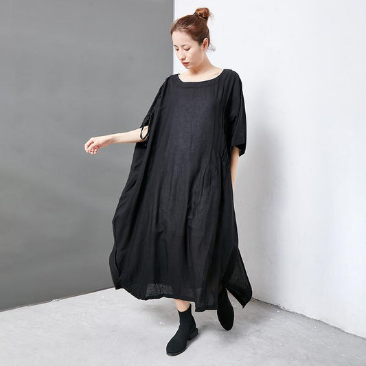 Solid Casual Short Sleeve Round Neck Dress