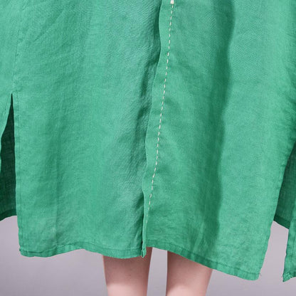 Solid Color Split Hem Casual Midi Dress