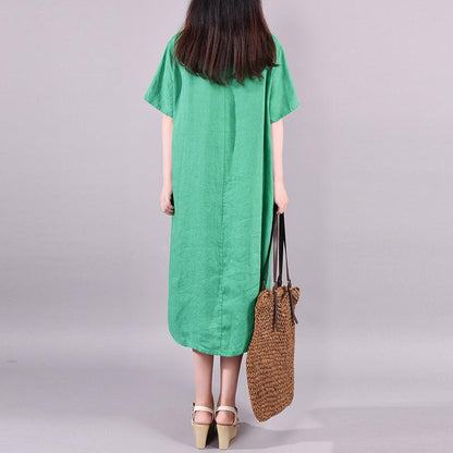 Solid Color Split Hem Casual Midi Dress