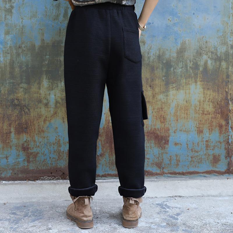 Solid Color Thick Warm Casual Pants