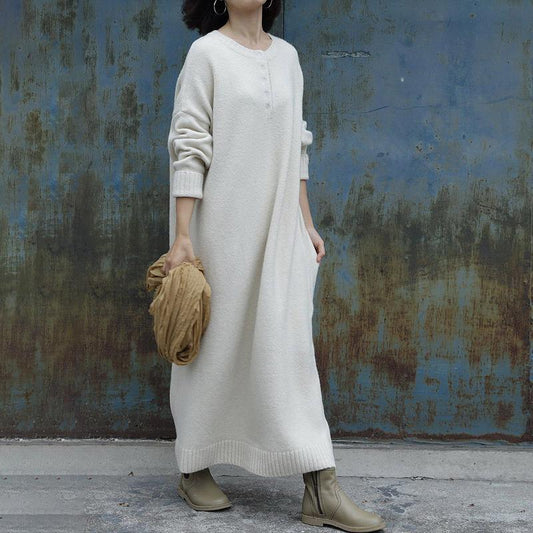 Solid Color Thick Warm Knit Dress