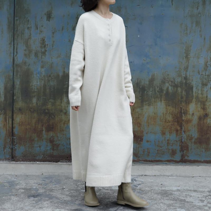Solid Color Thick Warm Knit Dress