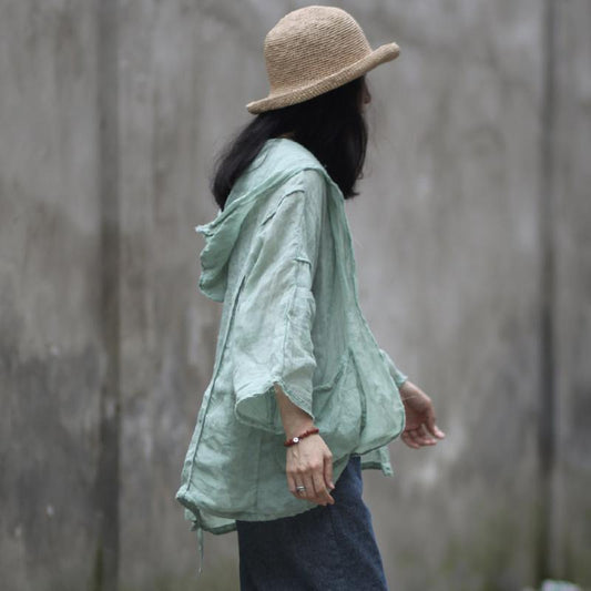 Solid Color Thin Sun Protection Hooded Coat