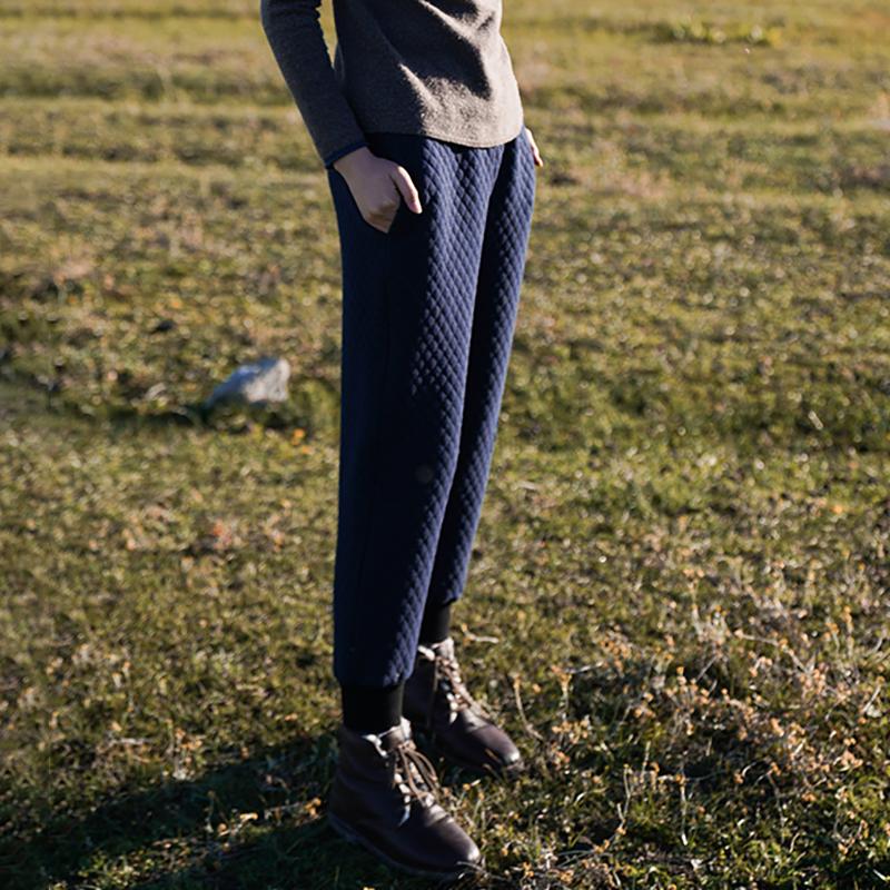 Plus Size - Solid Color Warm Casual Harem Pants