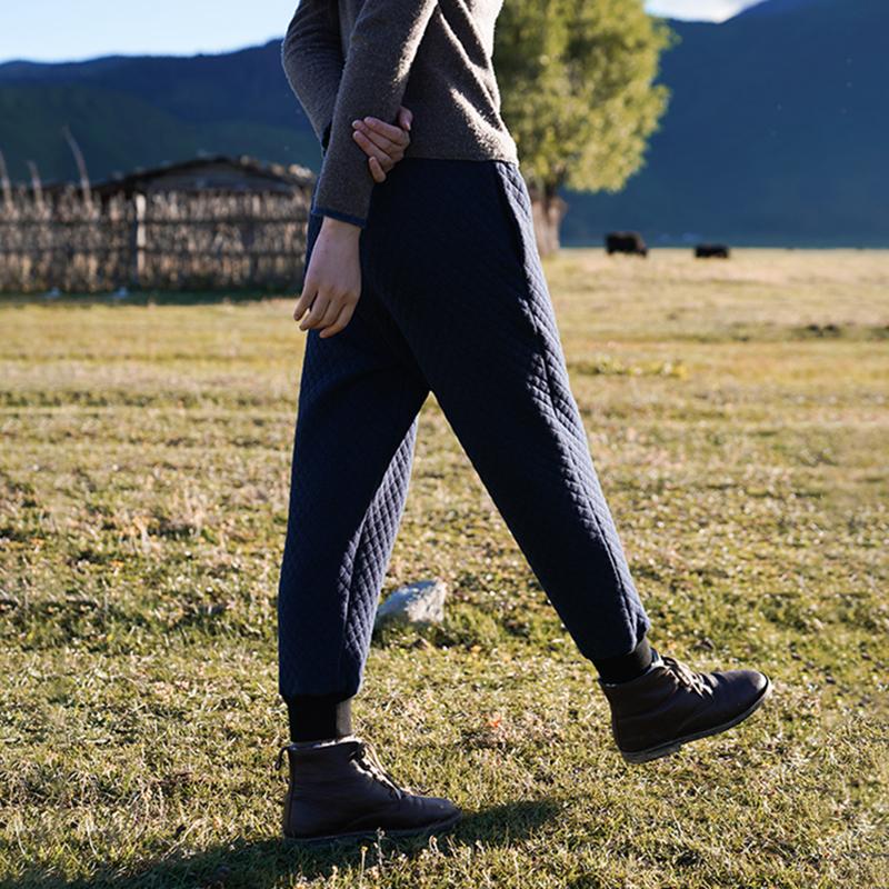 Plus Size - Solid Color Warm Casual Harem Pants