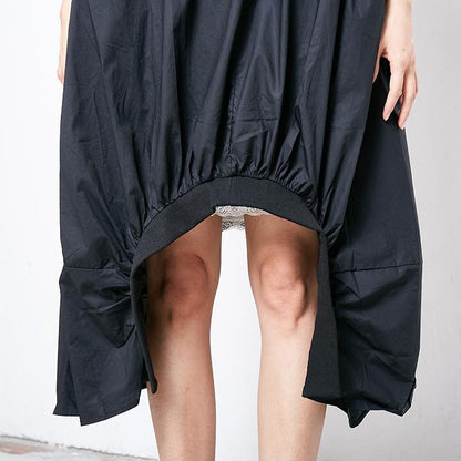 Solid Cotton Short Sleeve Irregular Dress