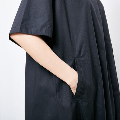 Solid Cotton Short Sleeve Irregular Dress