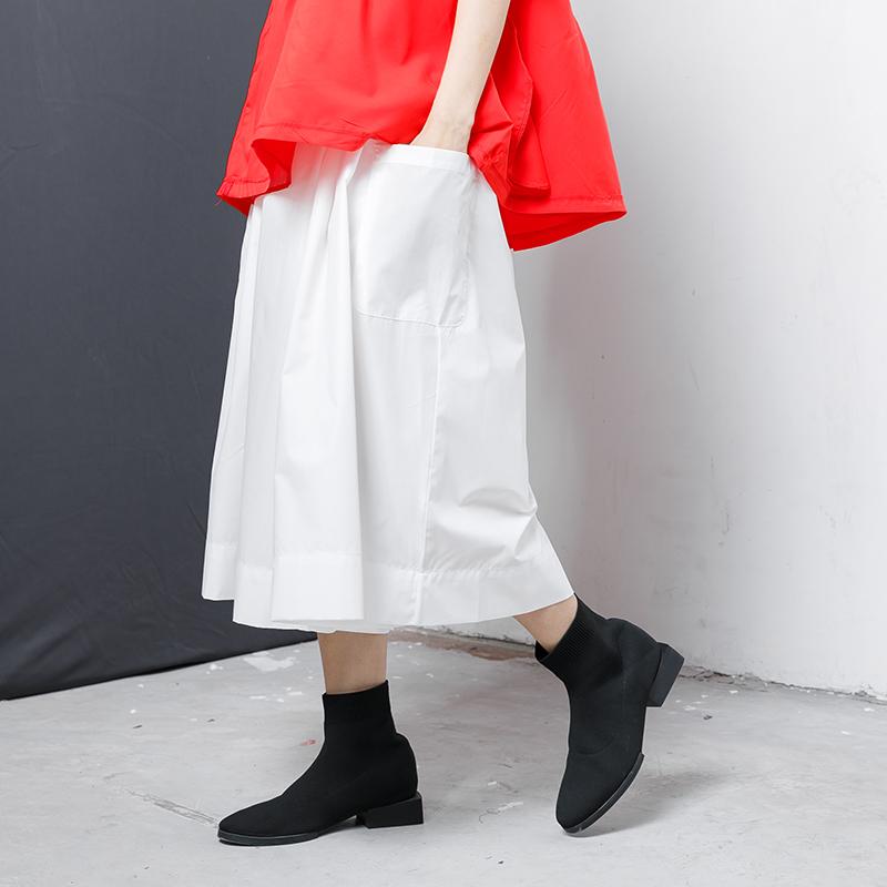 Solid Elastic Waist Casual Wide Leg Pants