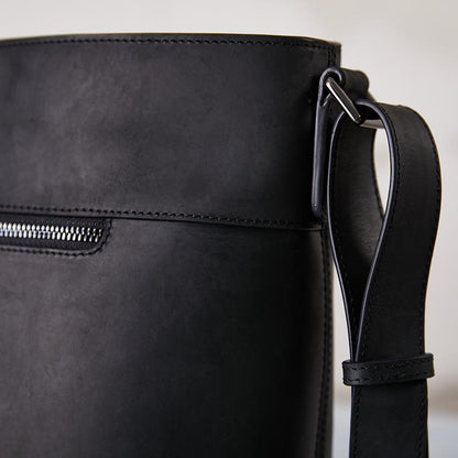 Solid Leather Casual Crossbody Bag Shoulder Bag