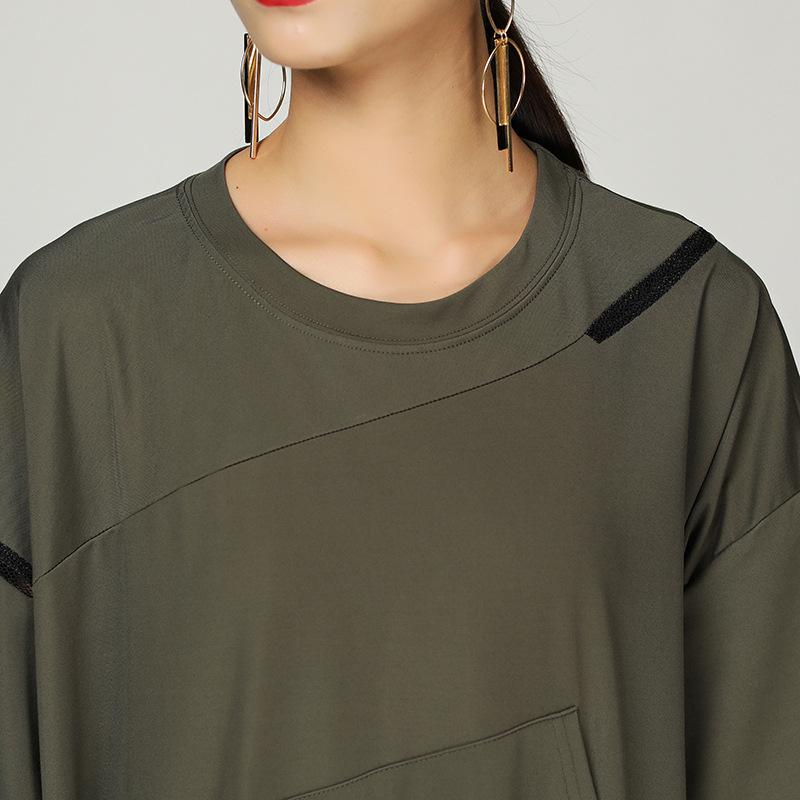Solid Pullover Loose Short Sleeve Dress