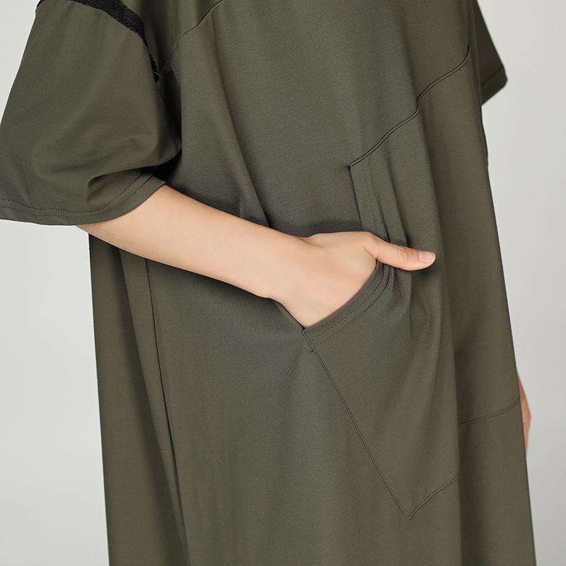 Solid Pullover Loose Short Sleeve Dress