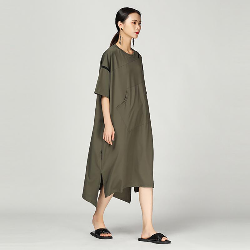 Solid Pullover Loose Short Sleeve Dress