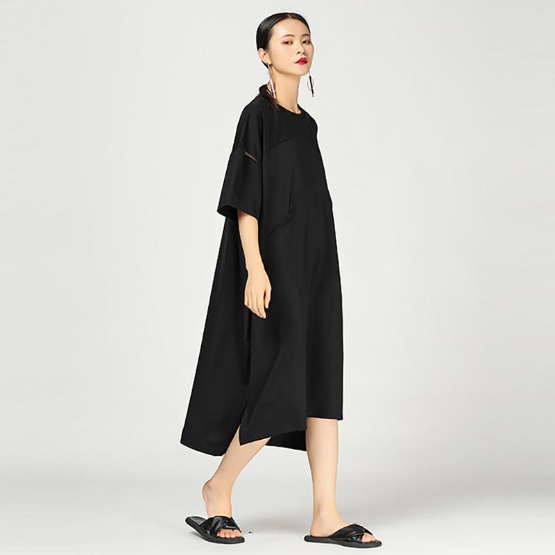 Solid Pullover Loose Short Sleeve Dress