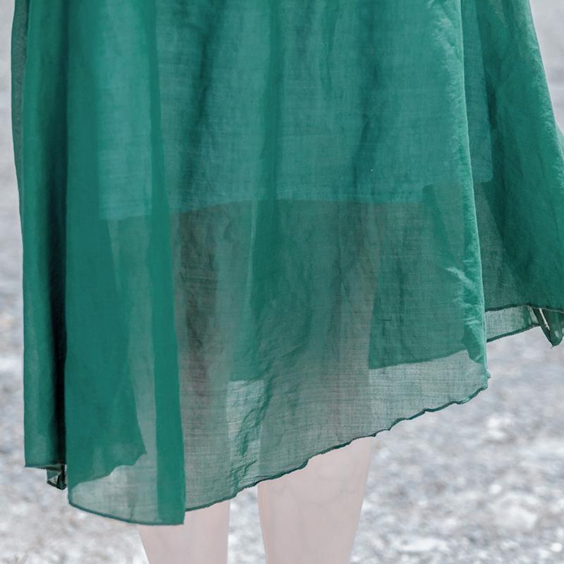 Solid Retro Short Sleeve V-Neck Button Dress