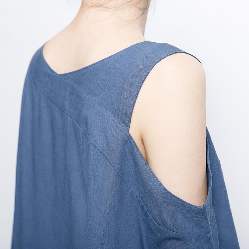 Solid V-Neck Irregular Casual Women Dress