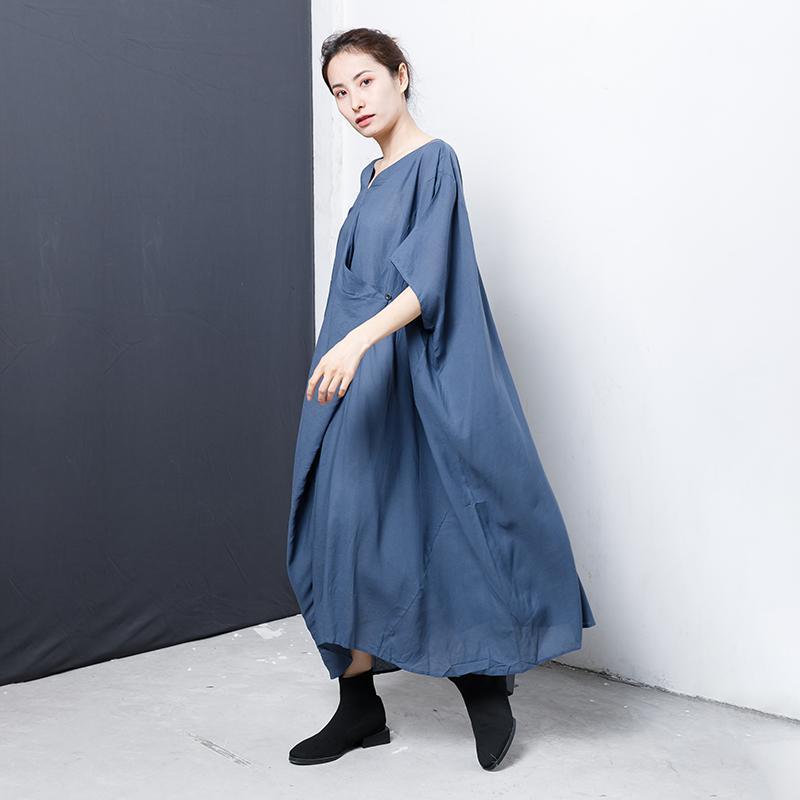 Solid V-Neck Irregular Casual Women Dress