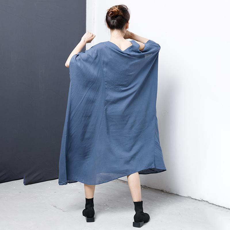 Solid V-Neck Irregular Casual Women Dress