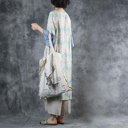 Spliced Flare Sleeve Loose Print Dress