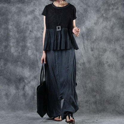Spliced Pleated Breathable Comfortable T-Shirt